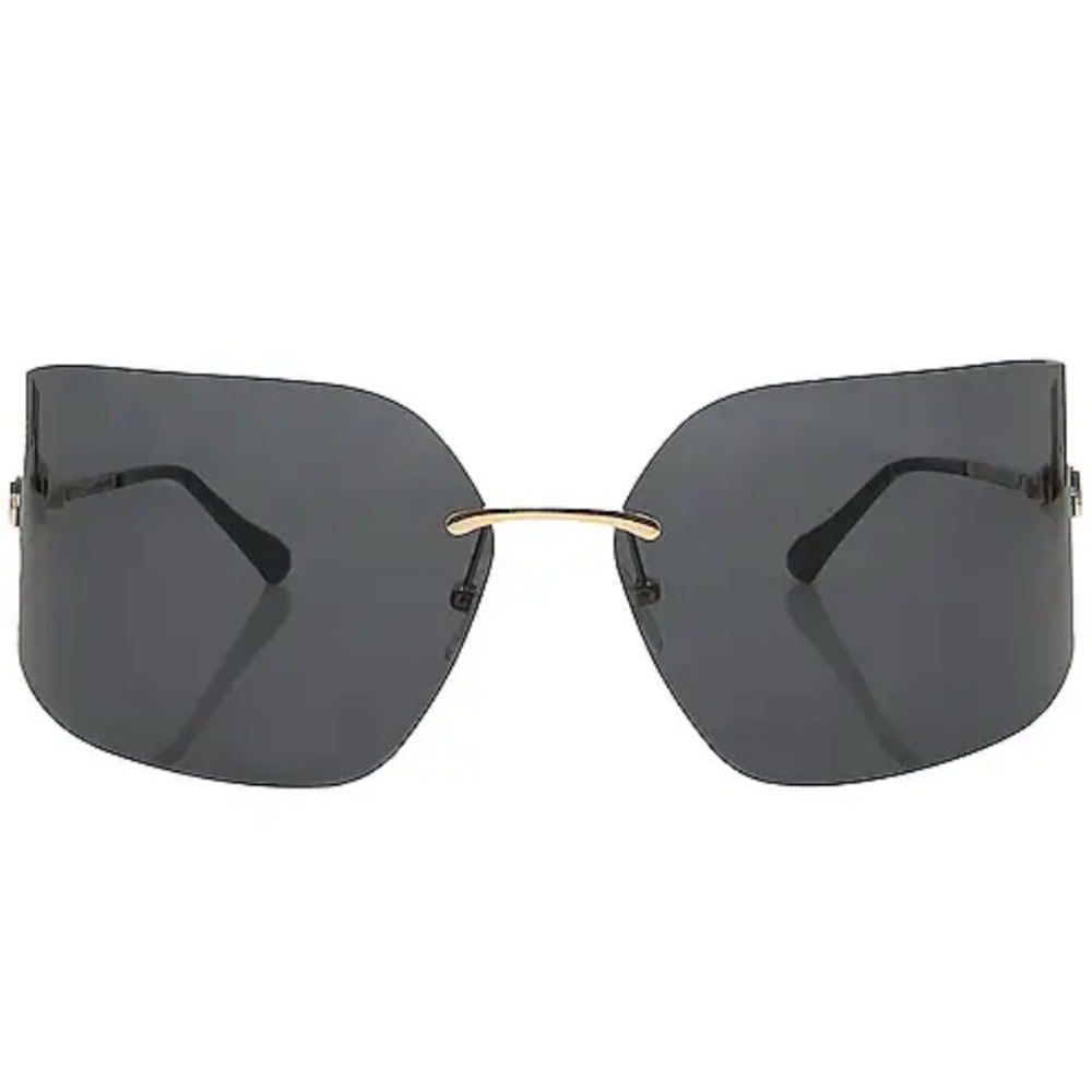 BANBE The Chiara Gold ink Black Lens Sheild Rimless Sunglasses Futuristic